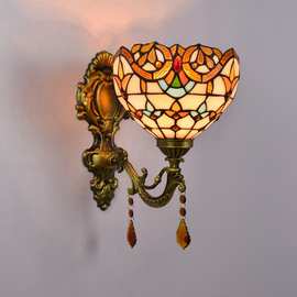 欧琈蒂凡尼巴洛克向上镜前灯欧美式田园水晶床头壁灯过道阳台壁灯