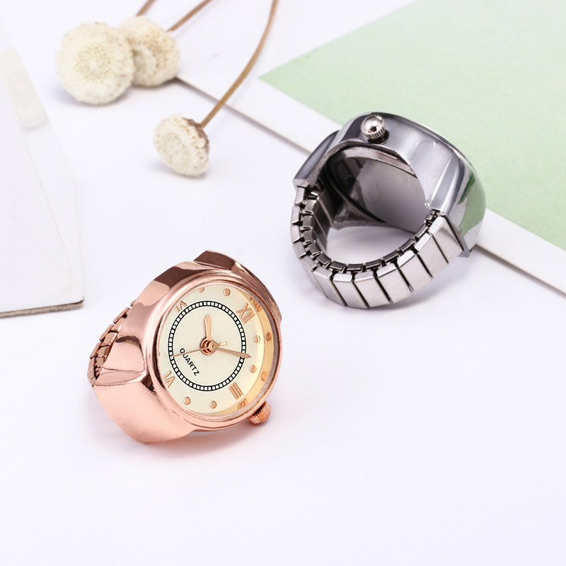 Quartz Movement Round Pattern Casual Novelty Round Single Folding Buckle Ring Table Quartz Ring Table Watch