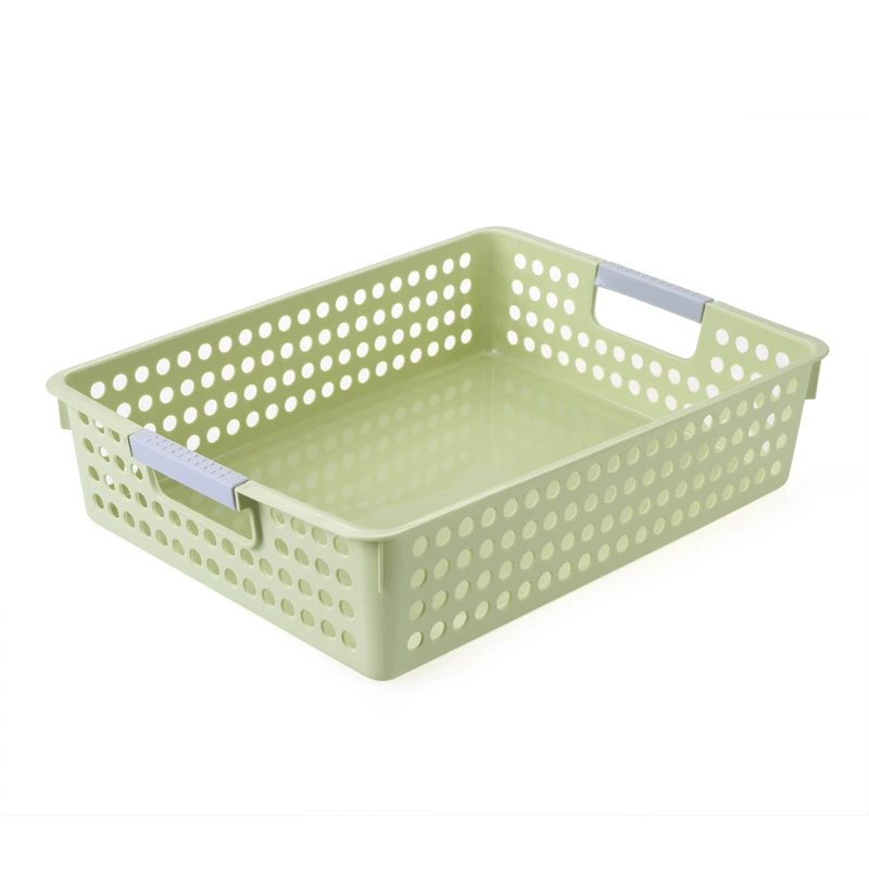 Rectangular plastic storage system, table storage basket