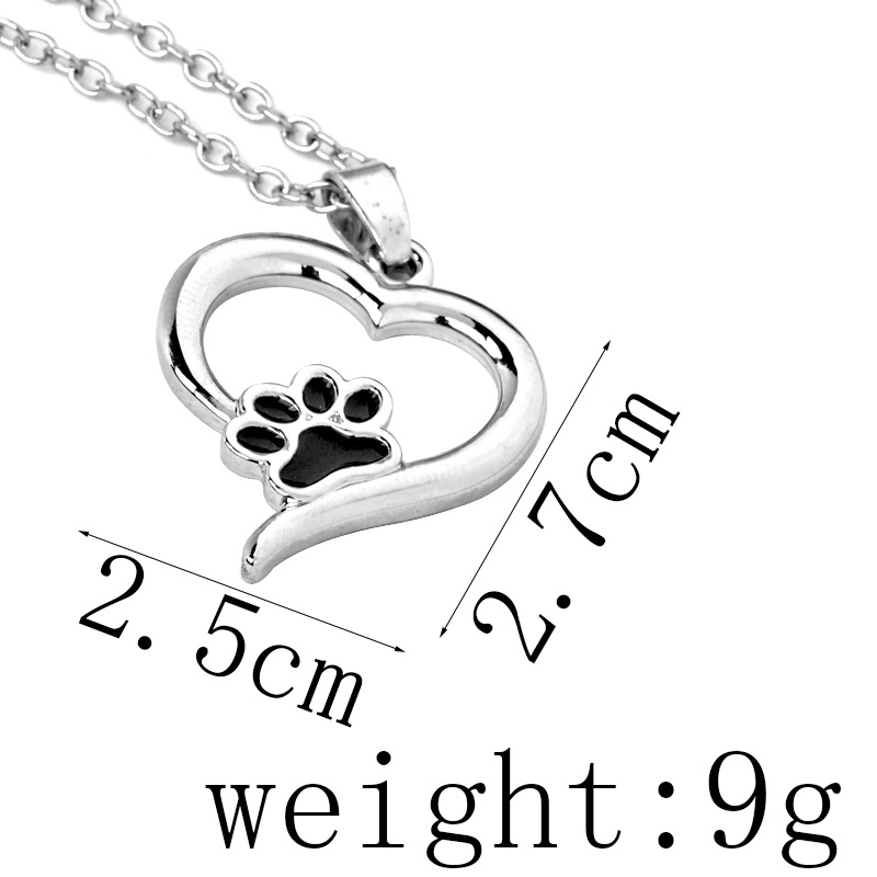New fashion pet dog paw hollow love footprints necklace wholesale