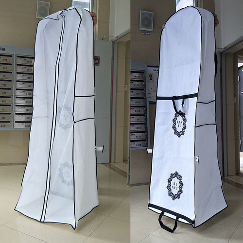 1.8 meters longer, wider and thicker double-sided non-woven fabric with larger tail wedding dress bag, dual-purpose dust cover can be printed with logo