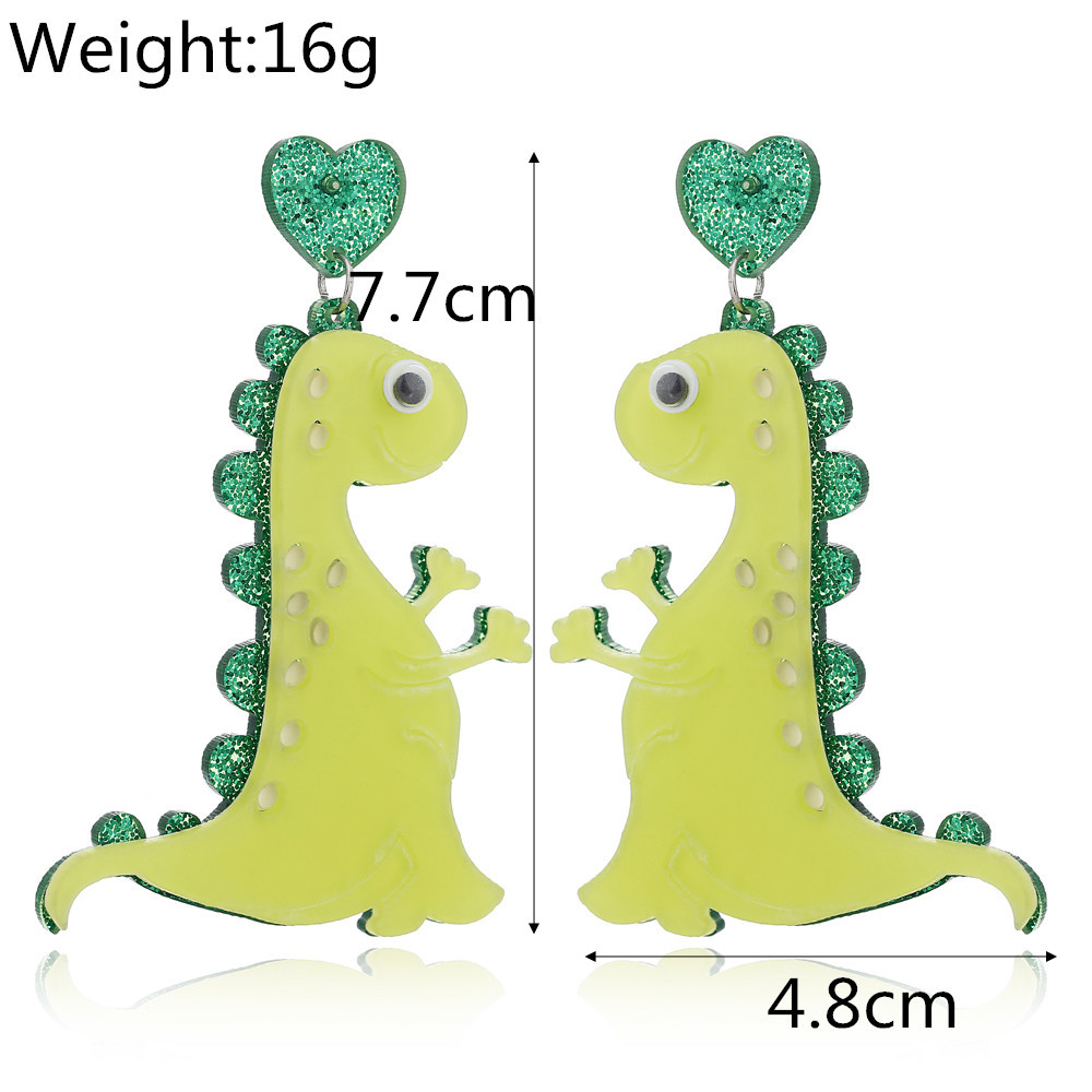 Vente Chaude Japon Et La Corée Du Sud Mignon Célébrité Internet Mignon Animal Boucles D'oreilles Personnalité De La Mode Bande Dessinée Monstre Dinosaure Vert Boucles D'oreilles Pour Les Femmes display picture 1