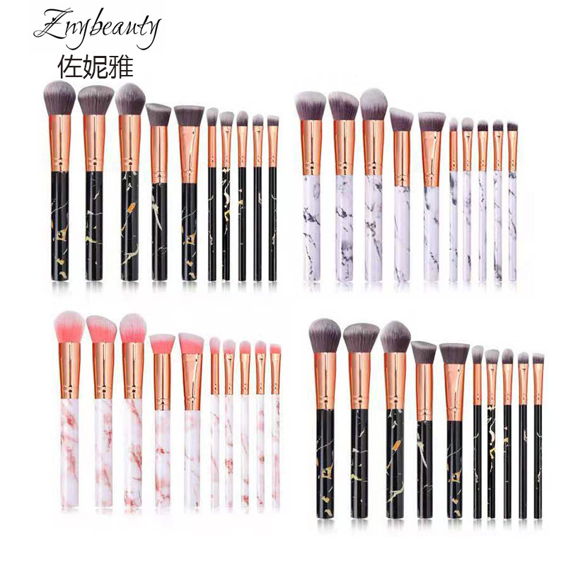 Zonia 10 marble makeup set brushes 5 lar...