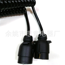 供应牵引车拖车挂车7芯7P针拖车塑料铝合金公母对插TPU螺旋弹簧线