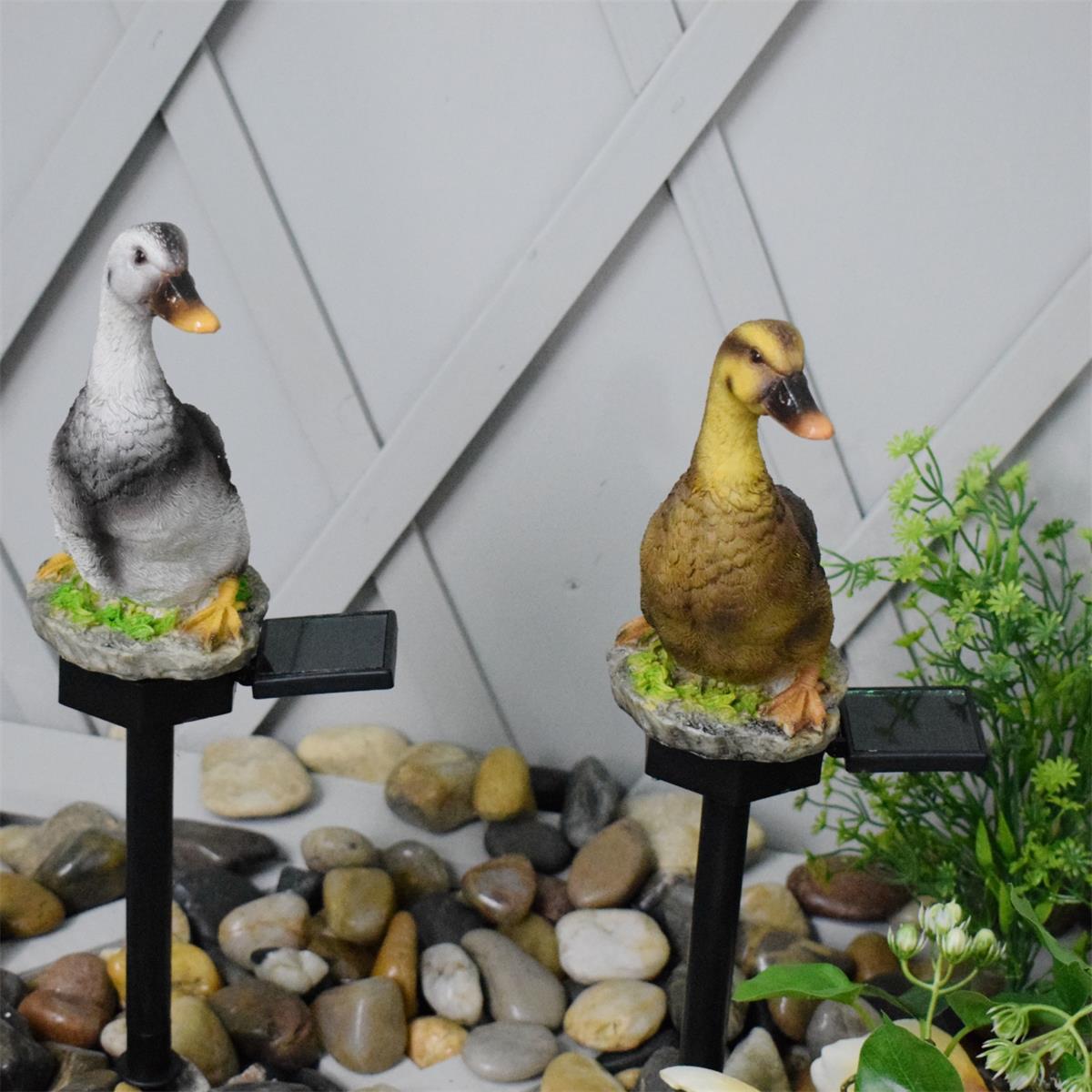 太阳能鸭子插地灯树脂工艺品花园庭院微景观节日装饰灯动物插地灯