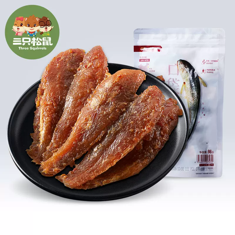 【三只松鼠_香酥小黄鱼96g】零食特产小鱼干小鱼仔非油炸海鲜零食