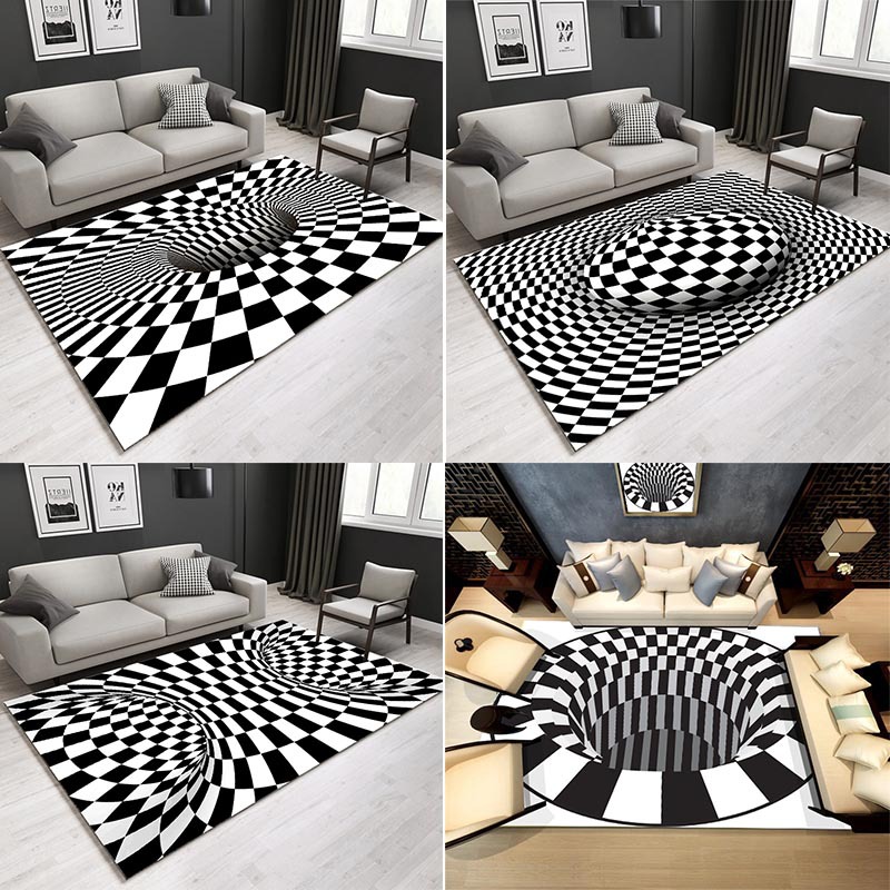 Vision Nordic Rectangular Three-dimensional Geometric Carpet Living Room Coffee Table Bedroom Bedside Blanket Home Mat Customization