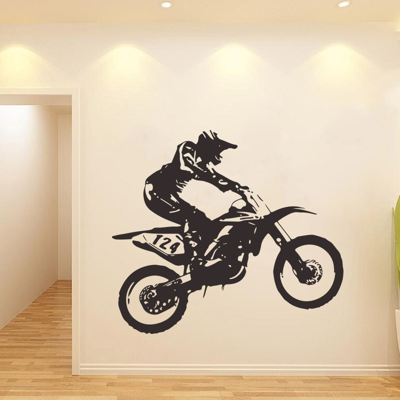 Mode Einfache Motorradrennfahrer Wandaufkleber display picture 6