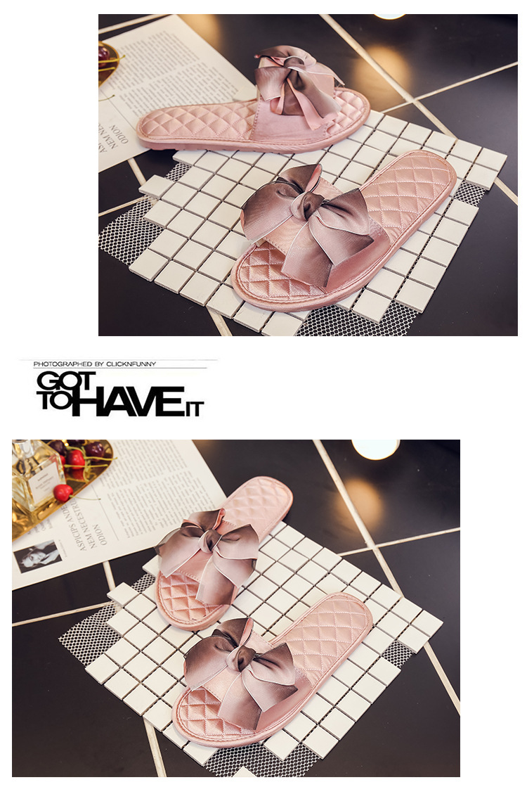 autumn non-slip silk bow slippers NSPE10023