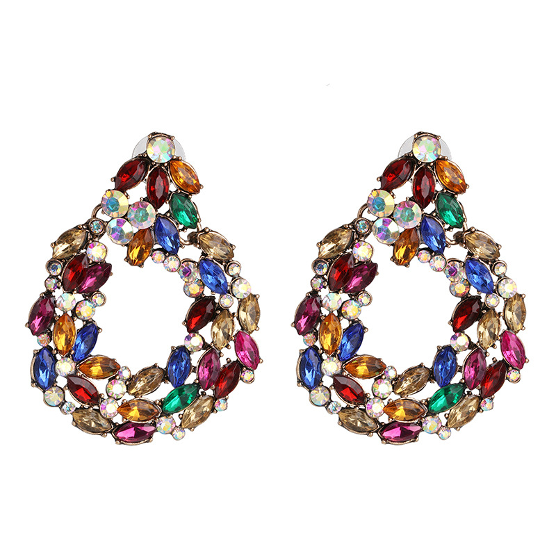 52968 Jujia Nouveau Rétro Diamants Géométrique Oreille Goujons Européen Et Américain De Mode Cool Exagéré Boucles D'oreilles Accessoires Féminins display picture 3