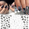 Cross -border supply nails stickers French black and white collection lace maple leaf retro vine -graphic nail stickers nail