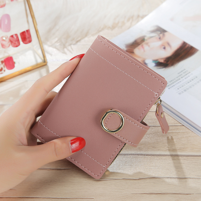 Fresh short polyurethane wallet, solid color cute card holder, small clutch bag, Korean style 2
