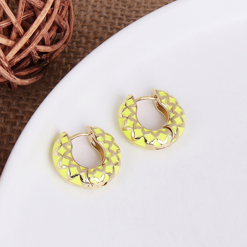 Simple Personality Metal C-shaped Earrings Women Color Stitching Earrings display picture 10