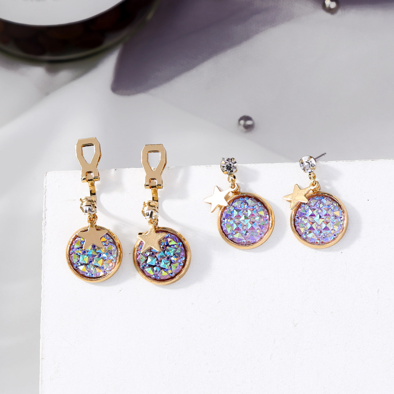 Geometric Round Earrings Creative Fantasy Starry Sky Earrings display picture 2