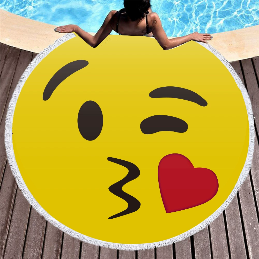 Амазонка Мода Круглый Печать Пляжное Полотенце Микрофибра Цифровая Печать Пляжное Полотенце Интернет Знаменитости Улыбающееся Лицо