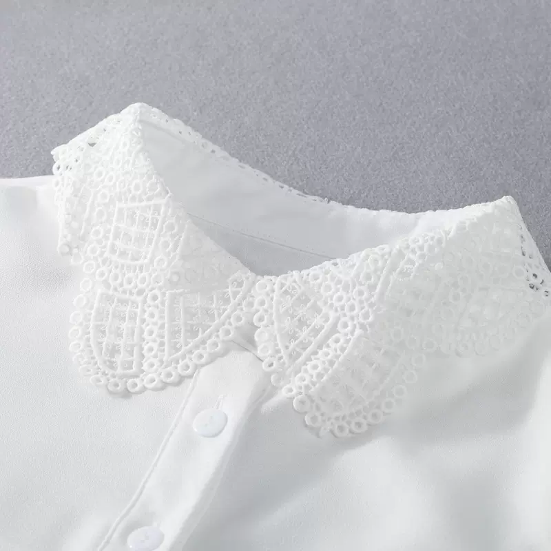 夏天雪纺蕾丝花边衬衫假领子女韩百搭装饰衬衣假衣领白色节约领