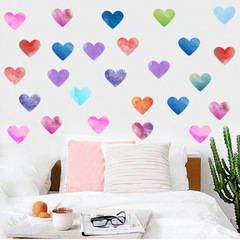 昆尚新款乙丙烯牆貼手繪水彩愛心北歐風ins裝飾貼背景牆貼飾貼X-1