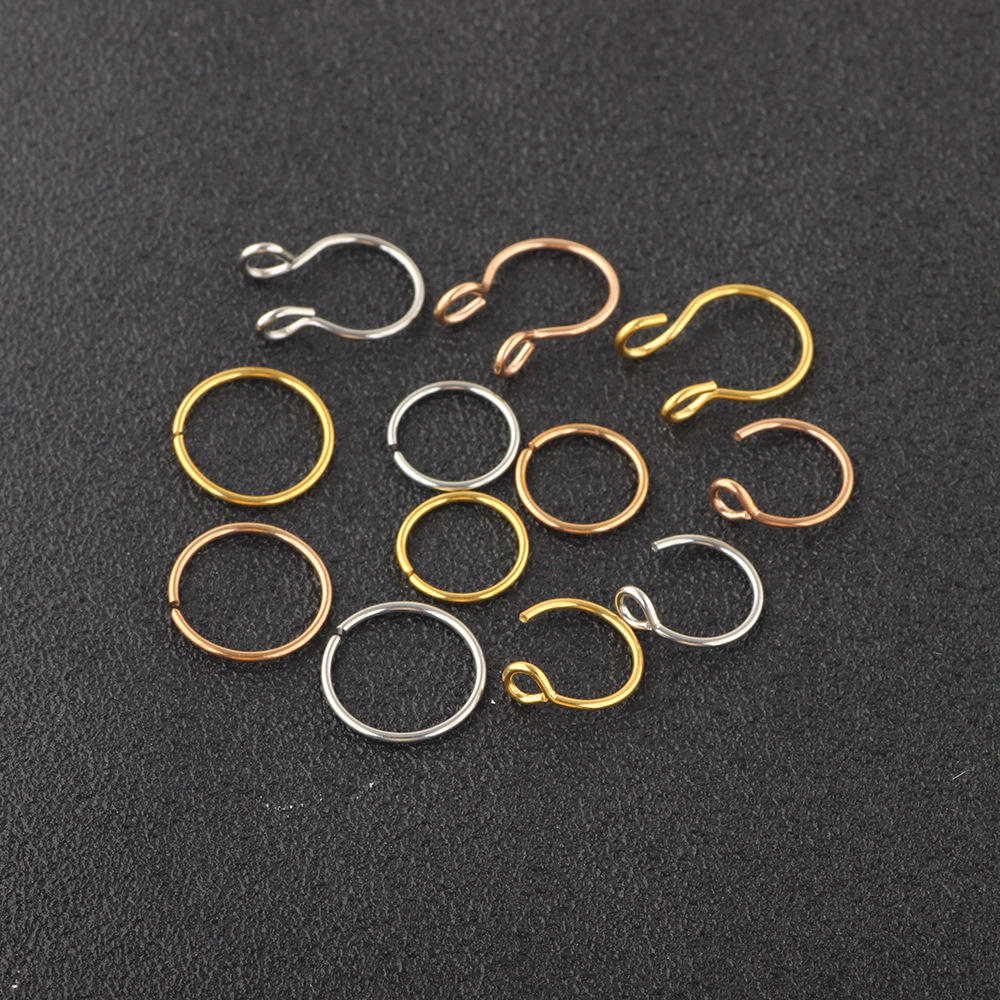 12 Pcs Fake Nose Ring Nose Nail Piercing Jewelry Set, Stainless Steel Geometric Style, 2023 Spring Trendy Ethnic Vintage detail image 7