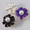 Scarf lapel pin from pearl, brooch, cloak, accessory, thin weaving, flowered, simple and elegant design