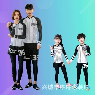 新款亲子潜水服水母衣长袖防晒沙滩拉链情侣温泉显瘦儿童浮潜泳衣