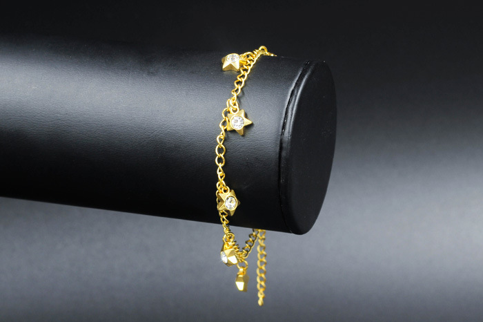 Fashion Geometric Stainless Steel Inlay Zircon Womenu0027S Anklet 1 Piece