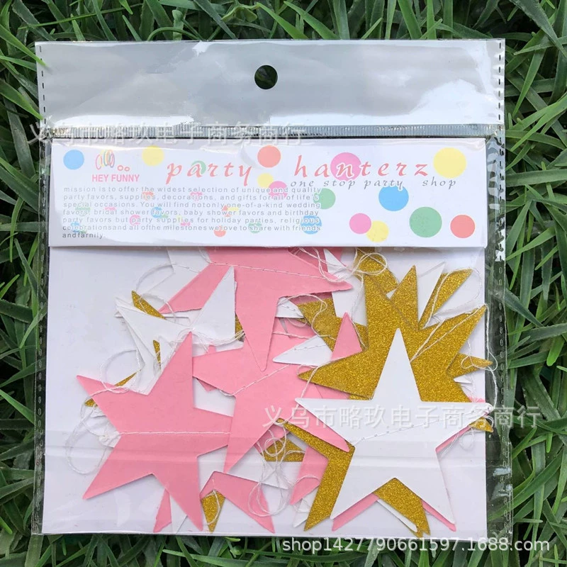 Новые внешнеторговые товары Platinum Platinum Plear Powder Platinum Platinum Five -Star Pulling Flag Golden Scallion Paper Circle Flag Plus флагов оптовые товары
