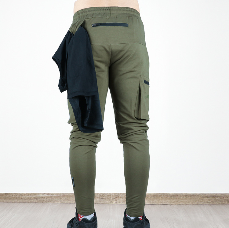 Spring and Autumn casual youth straight leg multi pocket camouflage pants, men's zippered small ankle sports pants_voghion.com