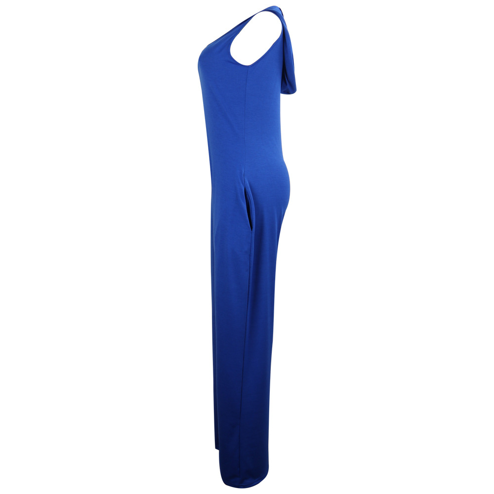 Boutique Solid Color V neck Suspender Jumpsuit