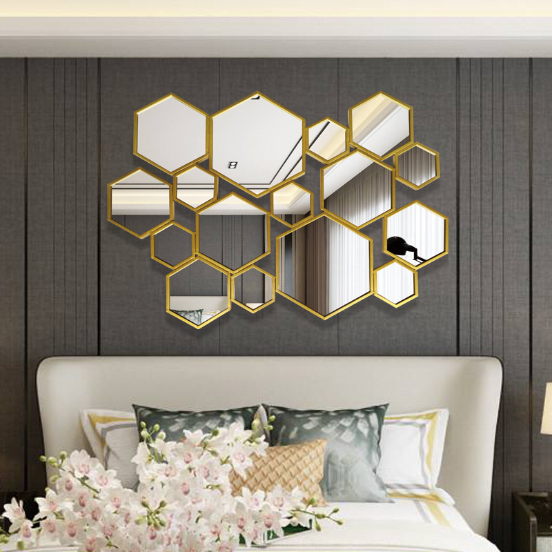 镜子壁挂酒店玄关现代简单铁艺金属壁饰样板房卧室餐厅墙面装饰品