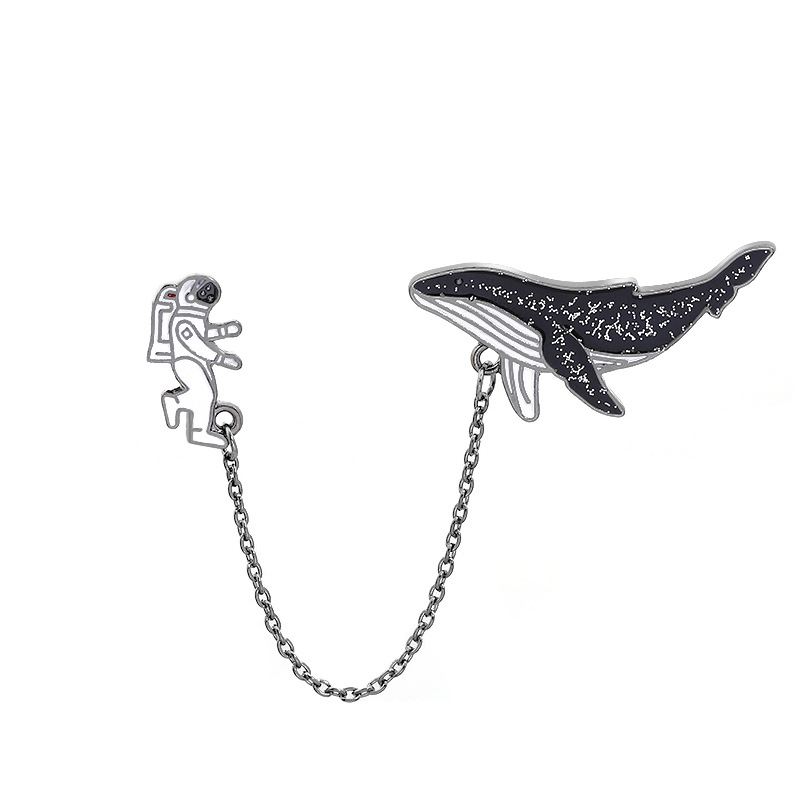 Creative  Cartoon Astronaut Space Whale Brooch display picture 7