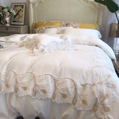 80 Tencel Embroidery Four piece suit summer Embroidery The bed Supplies Kit Pleasantly cool Silk sliding Naked bedding Template