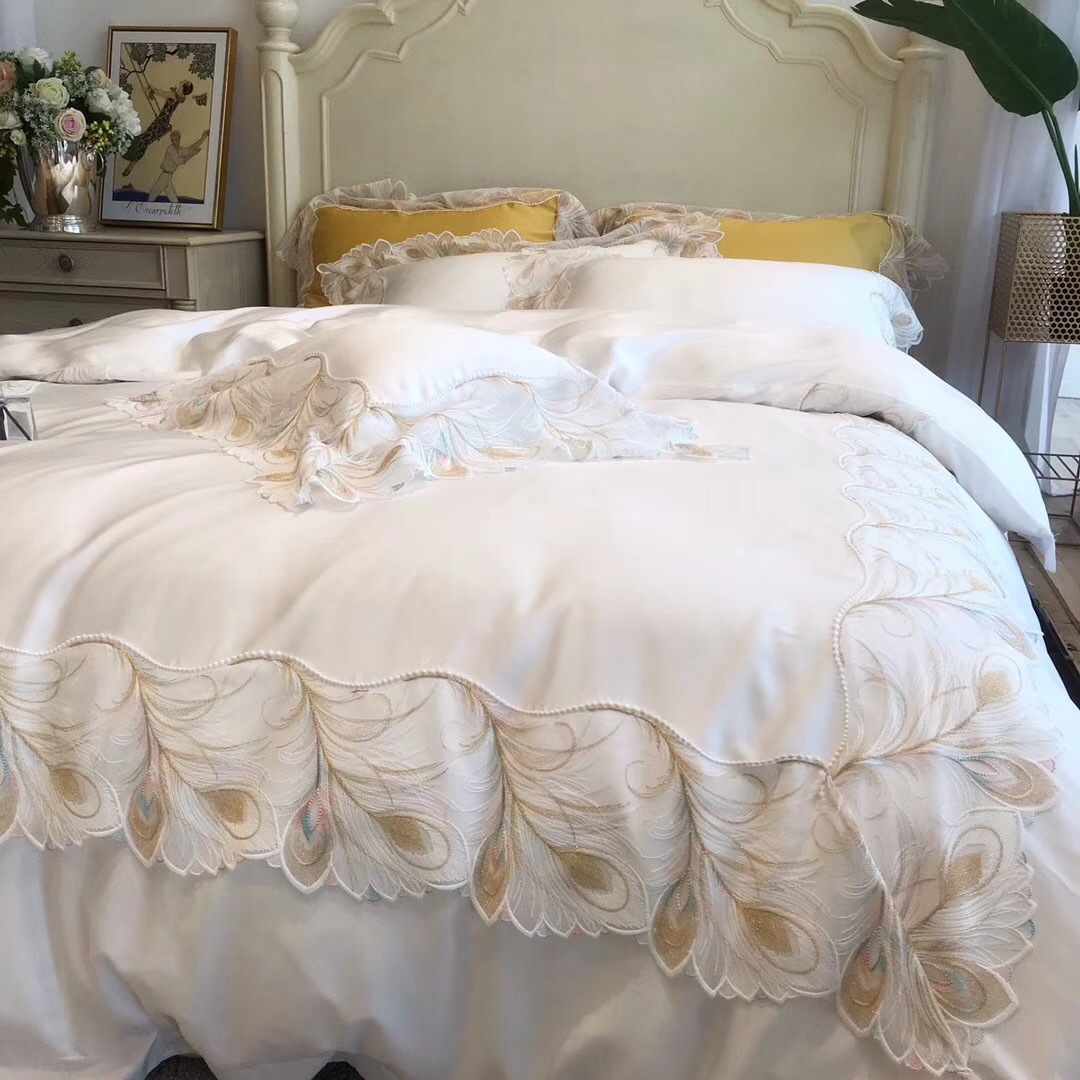 80 Tencel Embroidery Four piece suit summer Embroidery The bed Supplies Kit Pleasantly cool Silk sliding Naked bedding Template