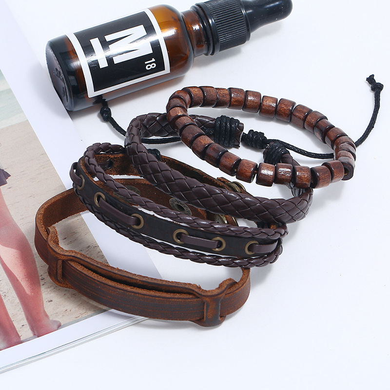 New Vintage Woven Leather Leather Bracelet display picture 1