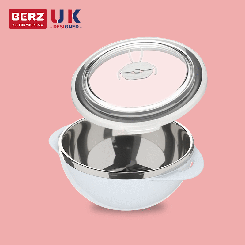 BERZ贝氏儿童餐具饭碗汤碗食碗不锈钢婴儿辅食碗双层隔热宝宝餐具