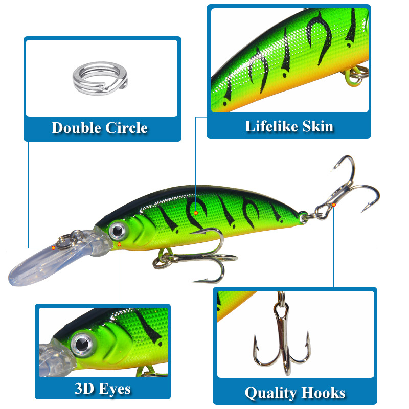 Sinking Minnow Fishing Lures Hard Plastic Baits Bass Trout Fresh Water Fishing Lure