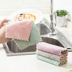 Simple Double-Sided Absorbent Kitchen Dish Towel, Oil-Proof, Hand Towel, Thick Table Cloth Towel, Kitchen Cleaning Cloth