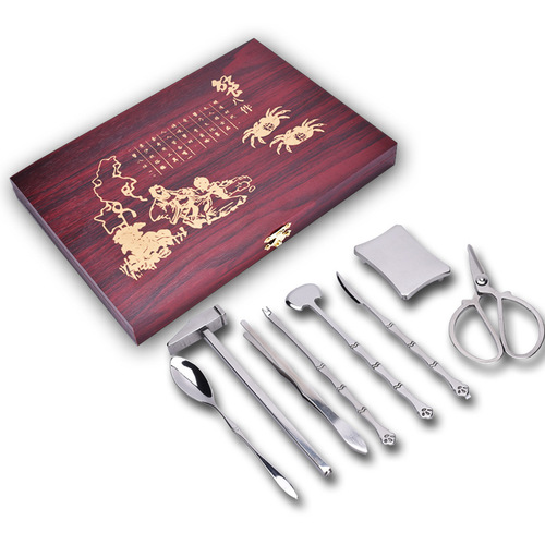 The manufacturer supplies eight pieces of stainless steel crab eating tools, hairy crab peeling set, crab tools gift box for crab peeling