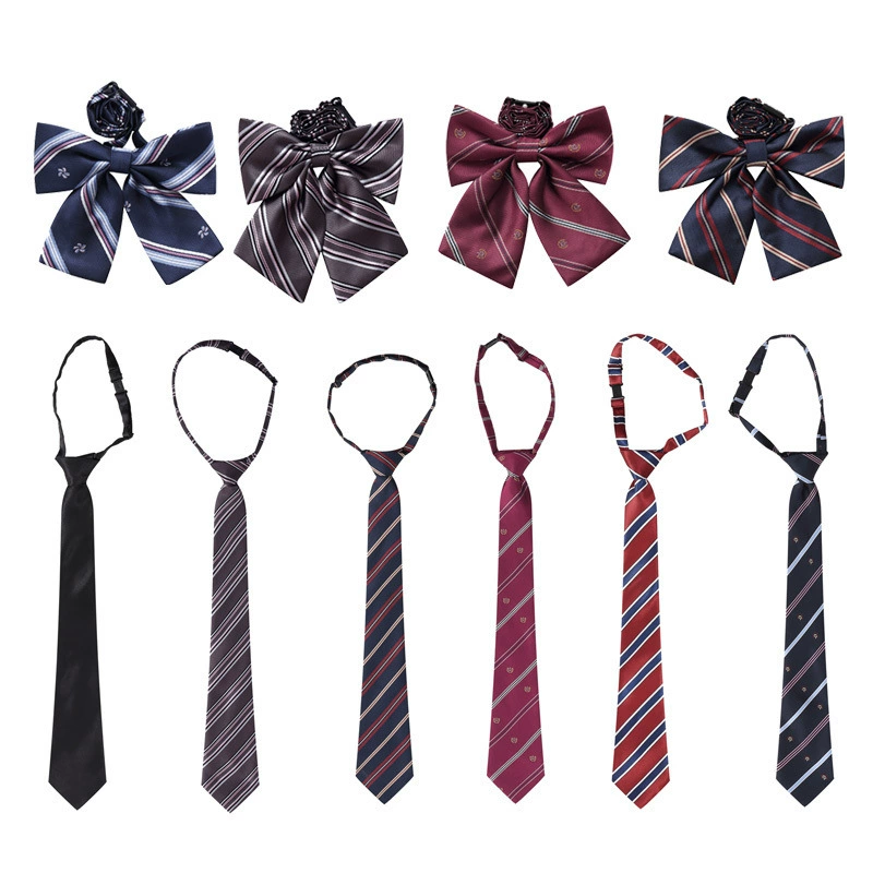 Галстук-бабочка женская JK Униформа аксессуары женский DK полосатый принт японский однотонный красный черный легкий галстук без вытягивания