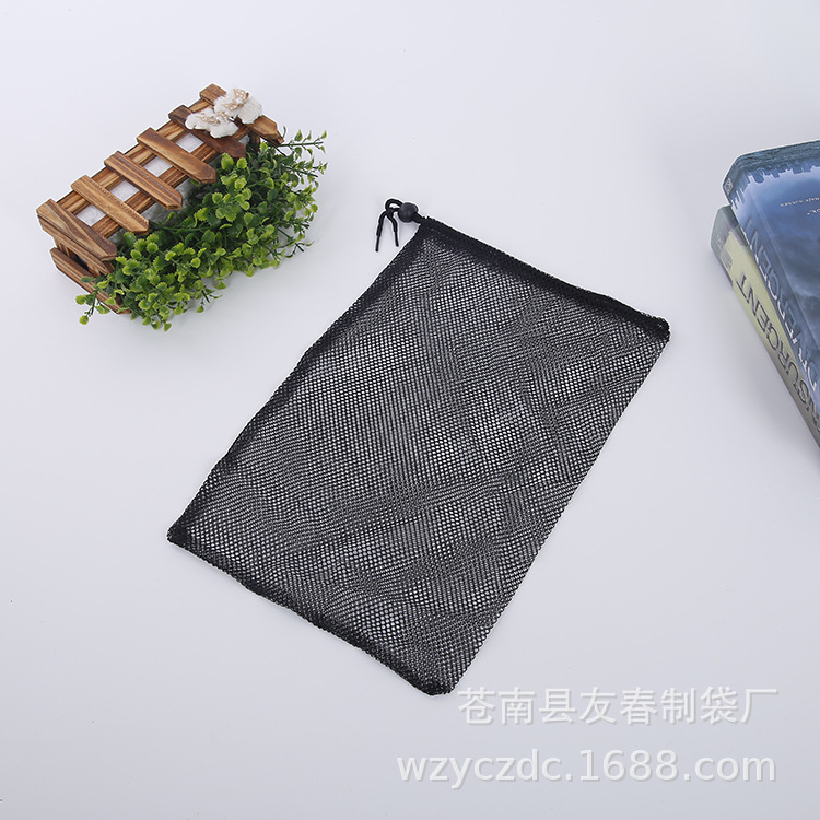 纯手工制定网球袋 束口黑色网纱多功能袋 方形网孔水果收纳袋定做