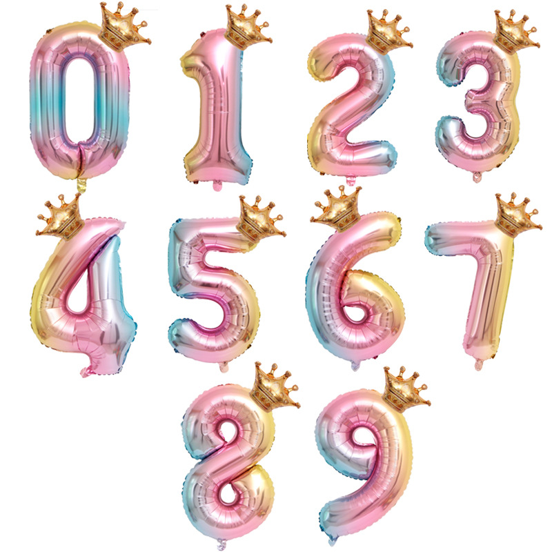 Birthday Number Crown Aluminum Film Birthday Balloons display picture 2