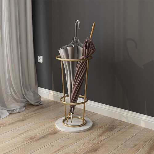 Hotel Lobby Iron and Marble Umbrella Stand Nordic Home Use Shopping Mall Umbrella Stand Instagram Influencer Iron Umbrella Bucket