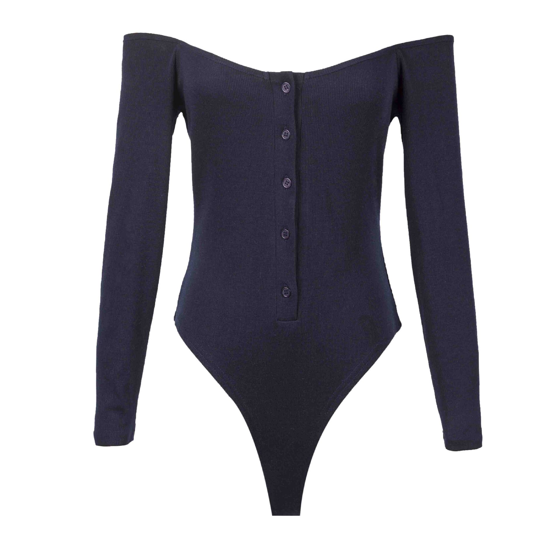 Europe And America NEW LONG SLEEVE BODYSUIT One Line Sexy Slim Bodysuit Jumpsuit