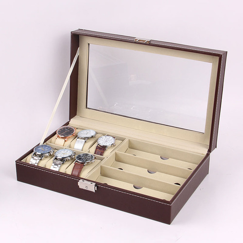 Manufacturer PU6 bit watch box storage box watch glasses display box wholesale