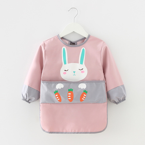 Baby eating smock, waterproof and anti-dirty, children's painting coat, long-sleeved girl's bib, rice pocket, reverse dressing