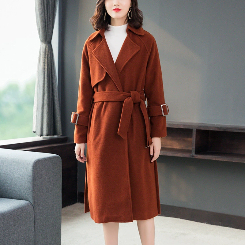 999 Оригинальное женское Шерстяное пальто больших размеров, женский длинный Тренч, шерстяное двубортное пальто, новинка зимы 2019