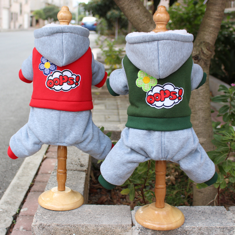 Nueva ropa para mascotas Otoño e Invierno ropa para perros ropa para gatos forrada de lana engrosada color aguacate perro ropa de algodón acolchado ropa de cuatro patas