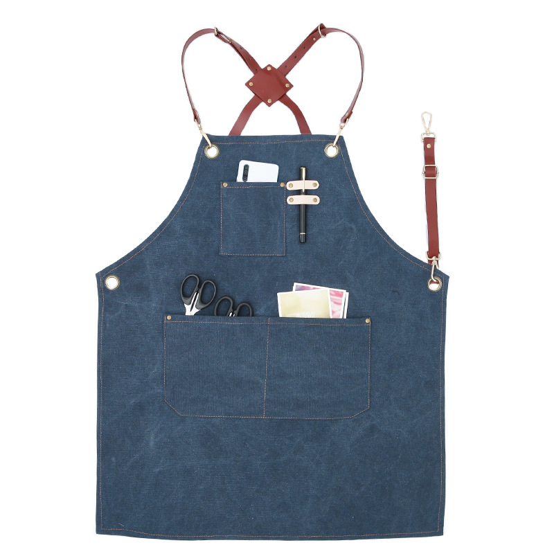 Delantal logotipo personalizado moda Coreana lienzo antifouling Barbero café leche tienda de té Cocina Ropa trabajo en casa para las mujeres