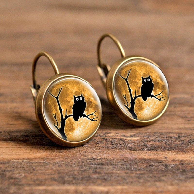 1 Pair Casual Simple Style Animal Round Plating Inlay Alloy Glass Earrings display picture 7