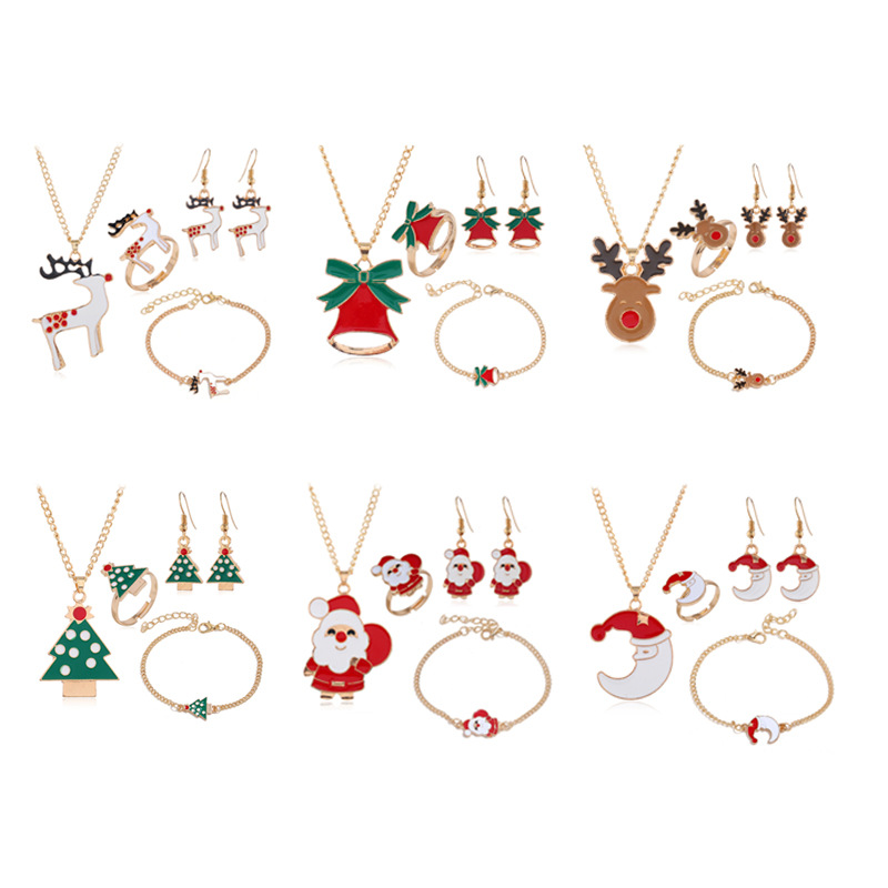Mode Père Noël Alliage Émail Femmes Bracelets Des Boucles D'oreilles Collier 1 Jeu display picture 1