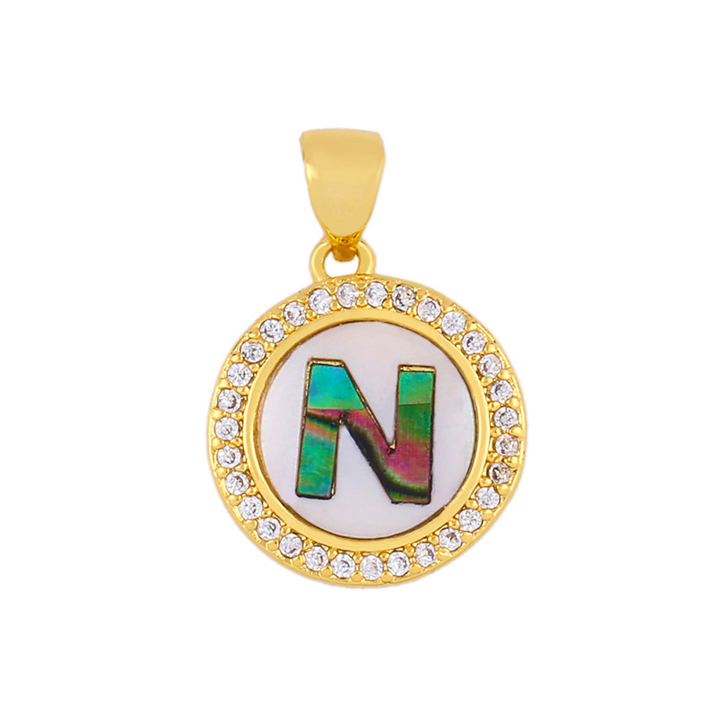 Explosive Letter Necklace Round Colored Shell 26 Letter Diamond Necklace display picture 7